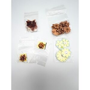 Mixed Paper Craft Embellishments Butterfly and Brown Flower Scrapbook Accents